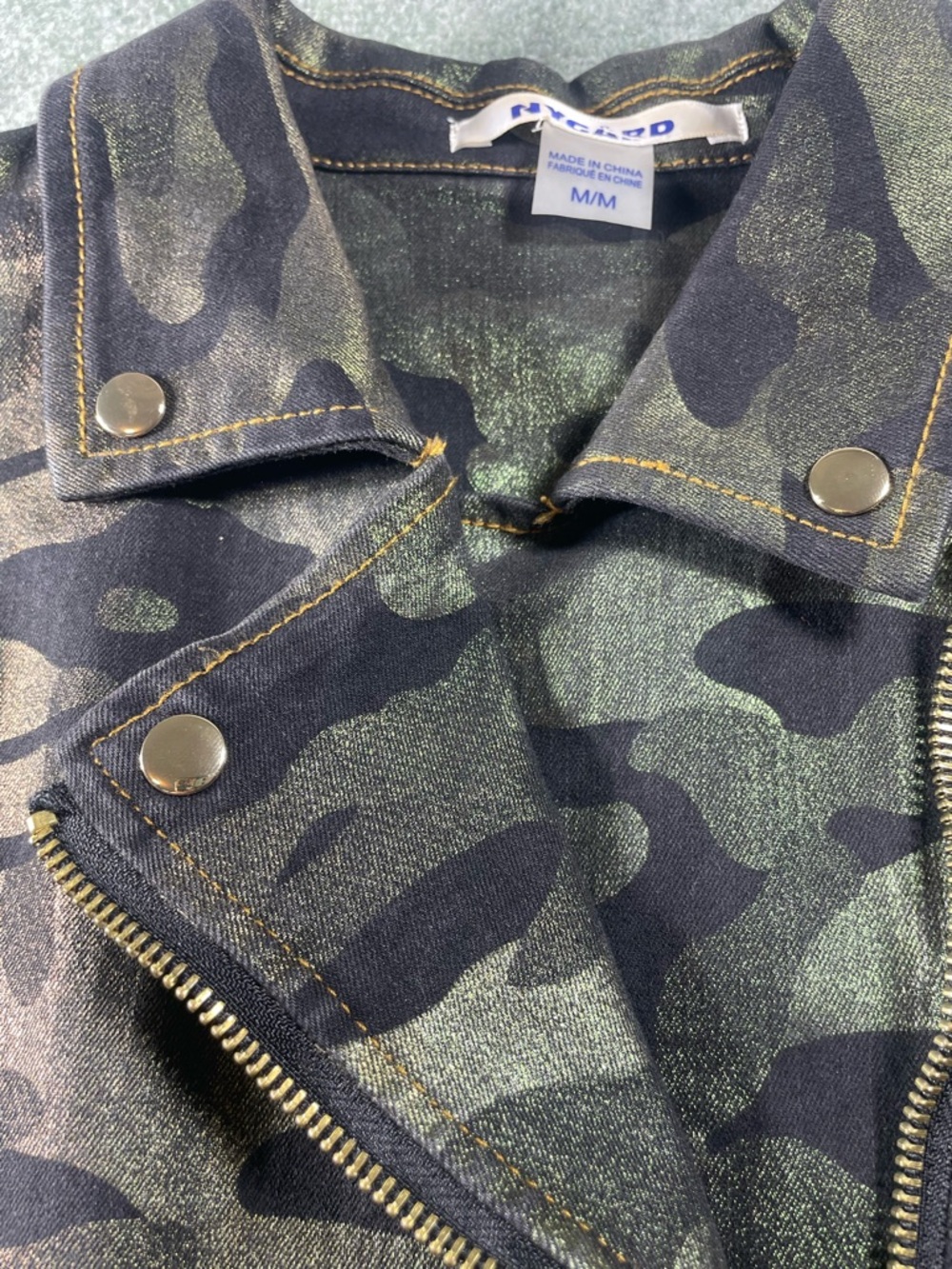 Camo Metallic Moto Jacket in Green by Nygard - Picture 3 of 12